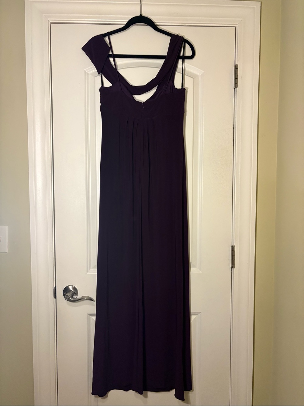 Betsy & Adam Deep Plum Maxi Dress with Twist-Strap Detail